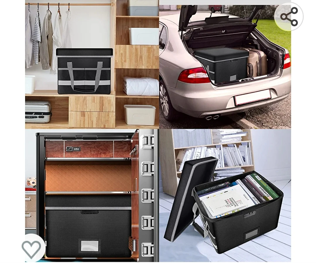 Brand New Fireproof File Box with Lock Lid Collapsible Organizer image indicator(7)