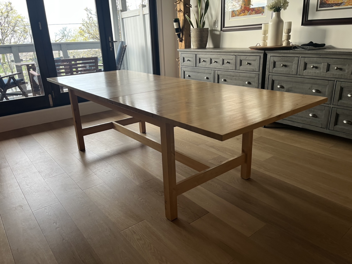 Solid Wood Dining Table with Extension