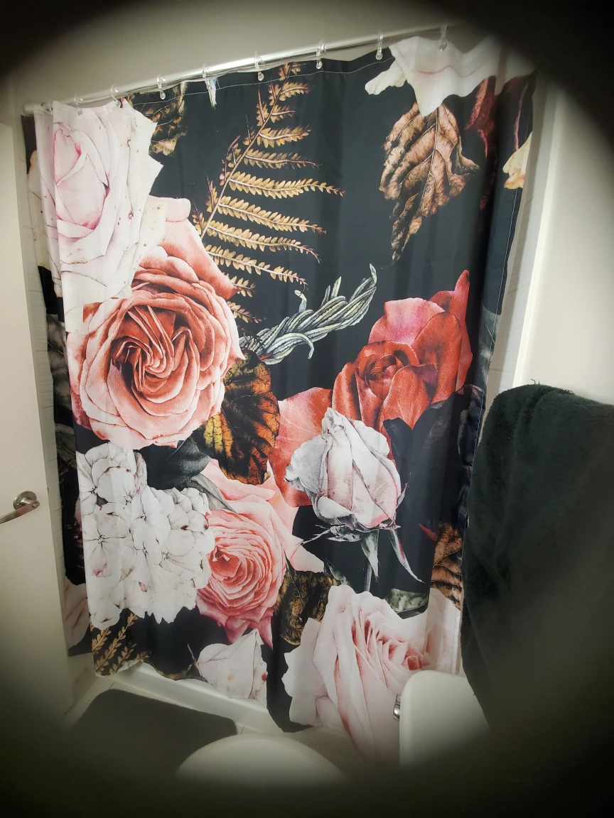 Black Floral Shower Curtain - BRAND NEW never used thumbnail