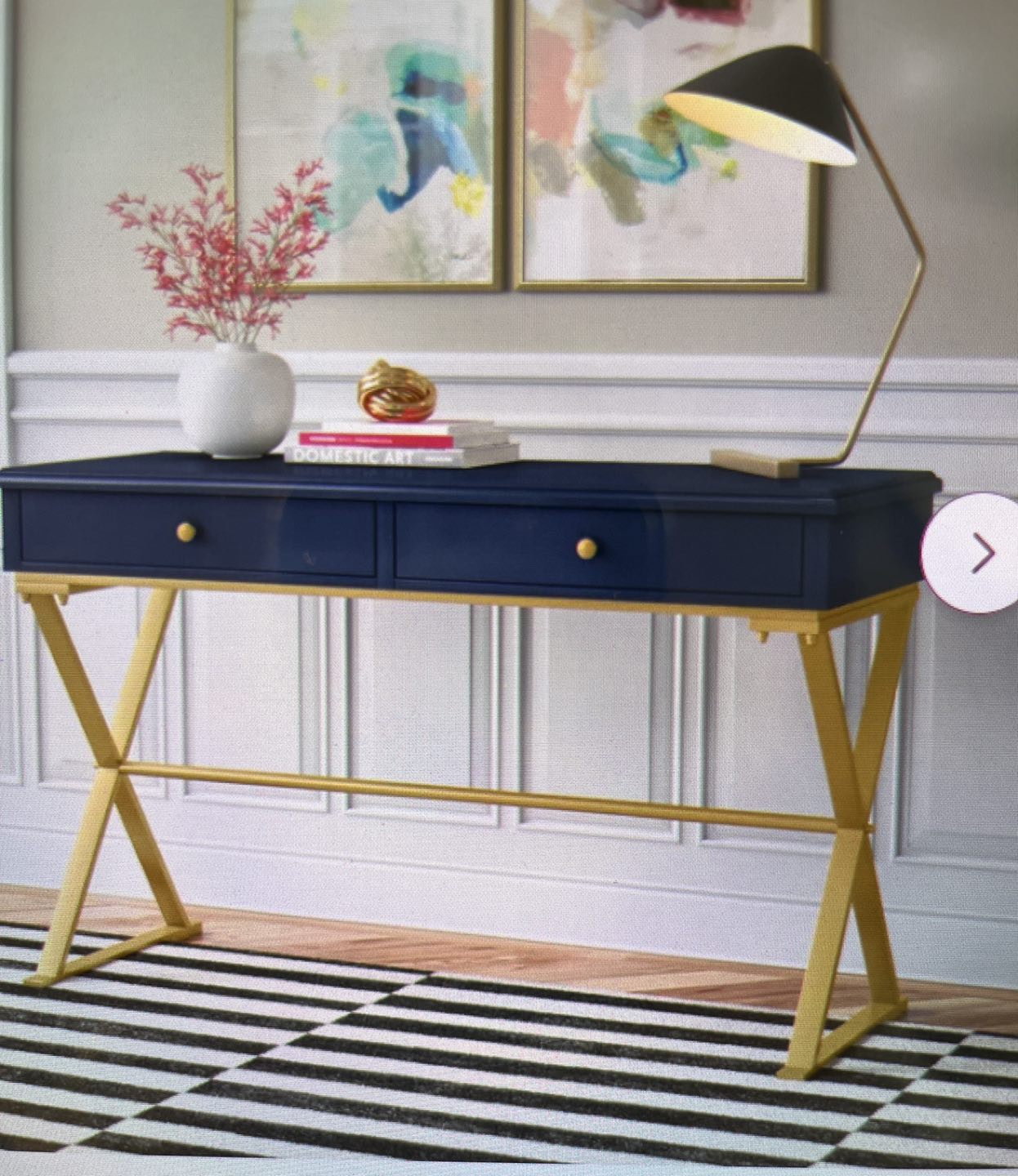 Gold Frame Navy Blue Desk