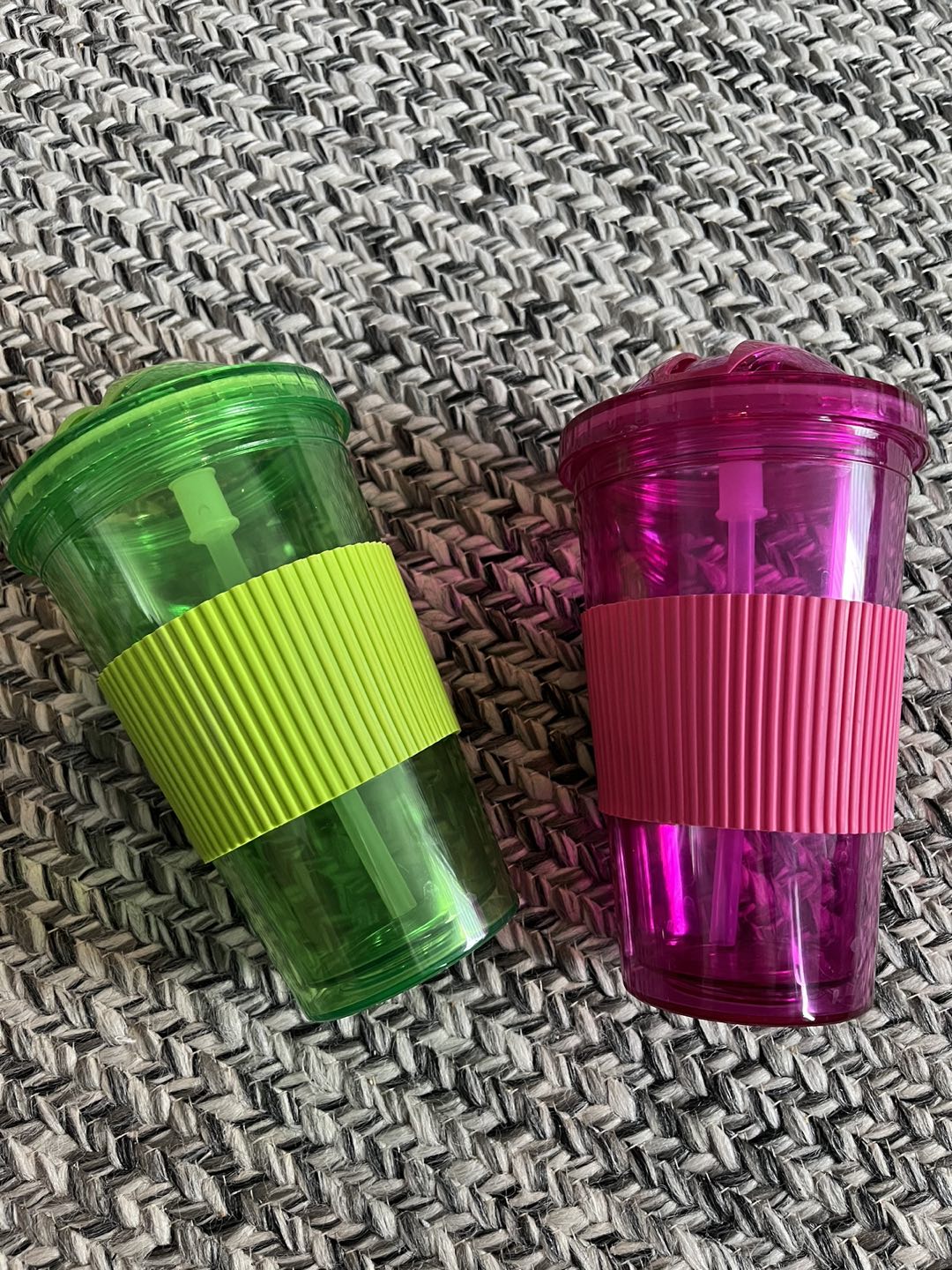 2 reusable sip cups with straw built in thumbnail