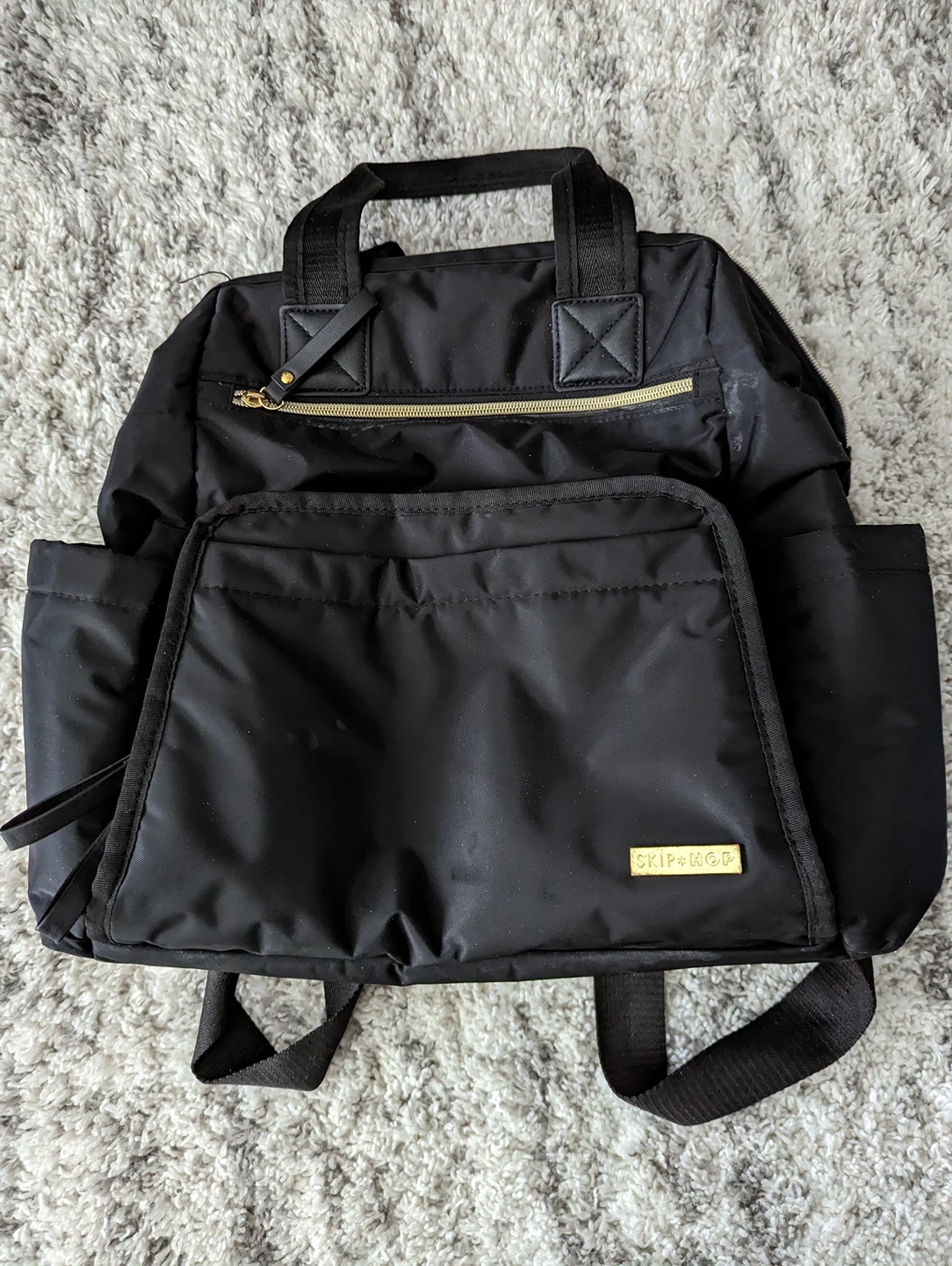 Skip Hop Diaper bag black with gold trim thumbnail