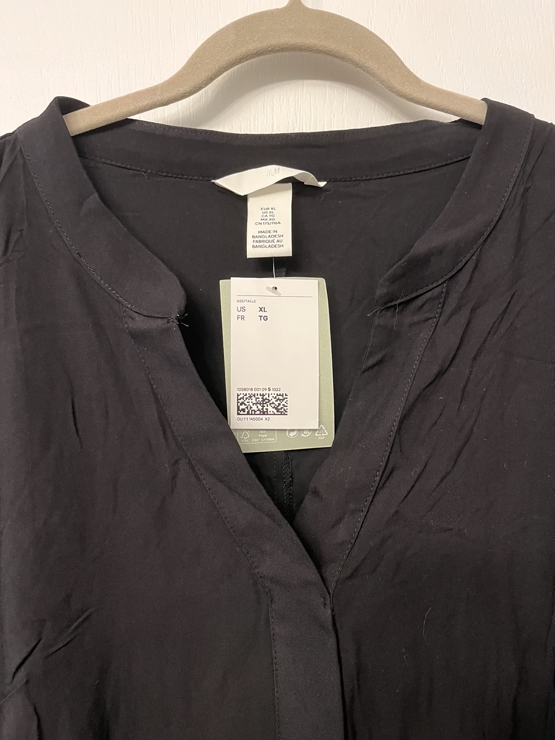 Brand New w/Tag - H&M XL black shirt dress image indicator(2)