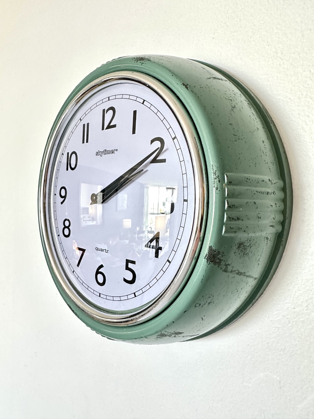 Awesome distressed clock teal green