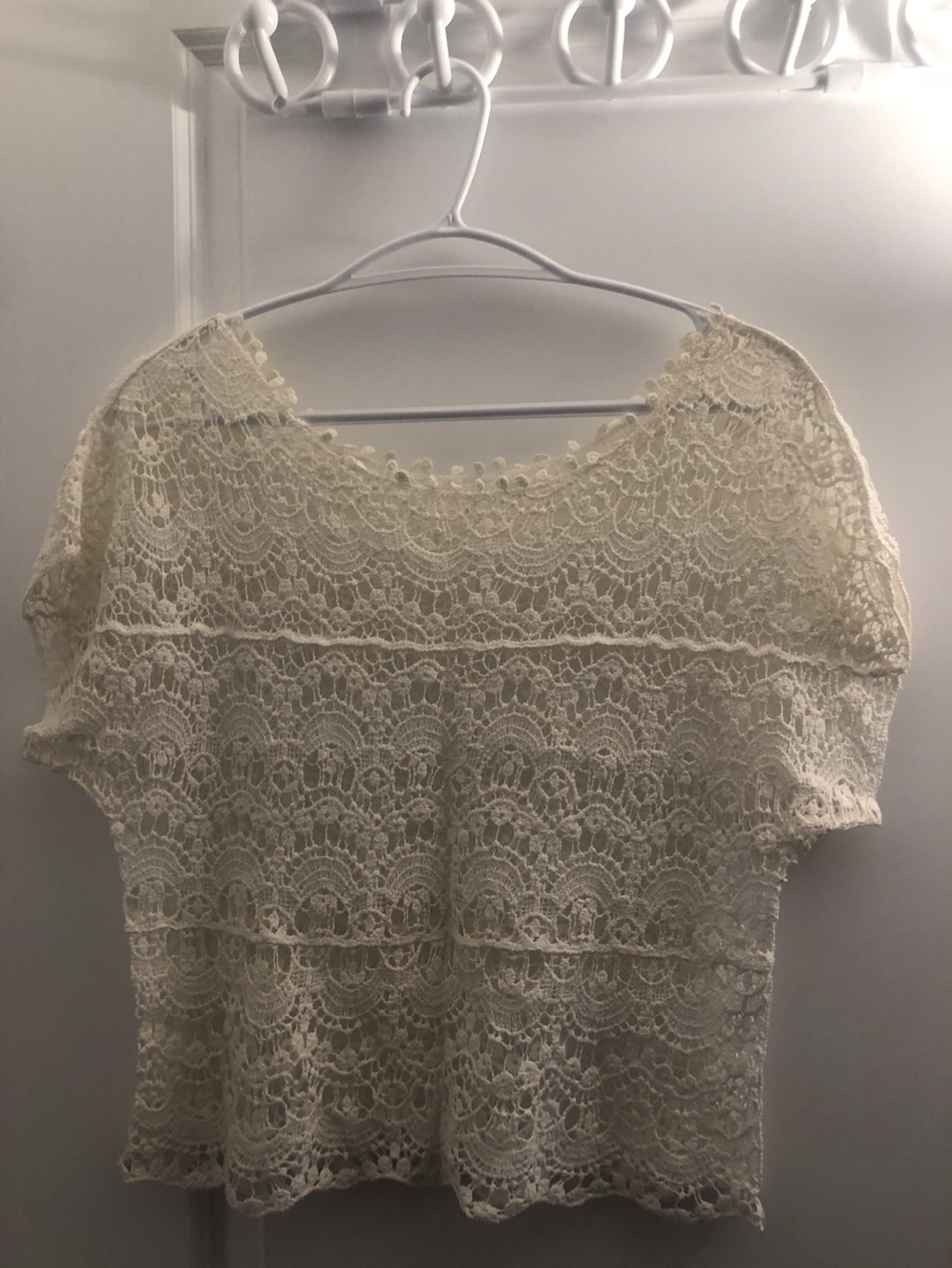 White lace overlay top