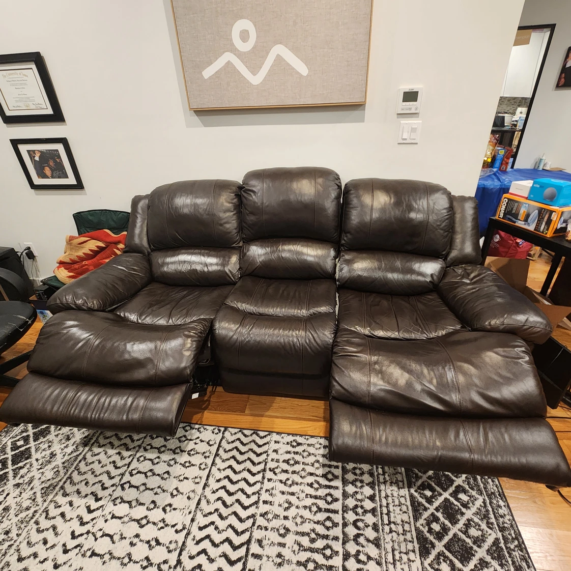 Leather reclining couch