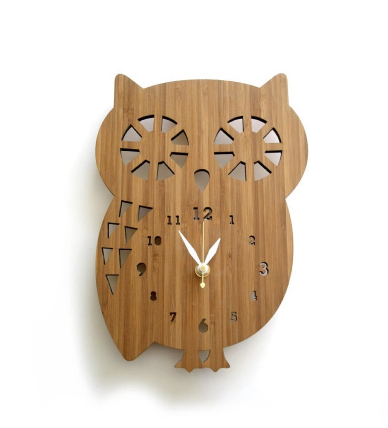 Bamboo Owl Wall Clock by Decoy Lab