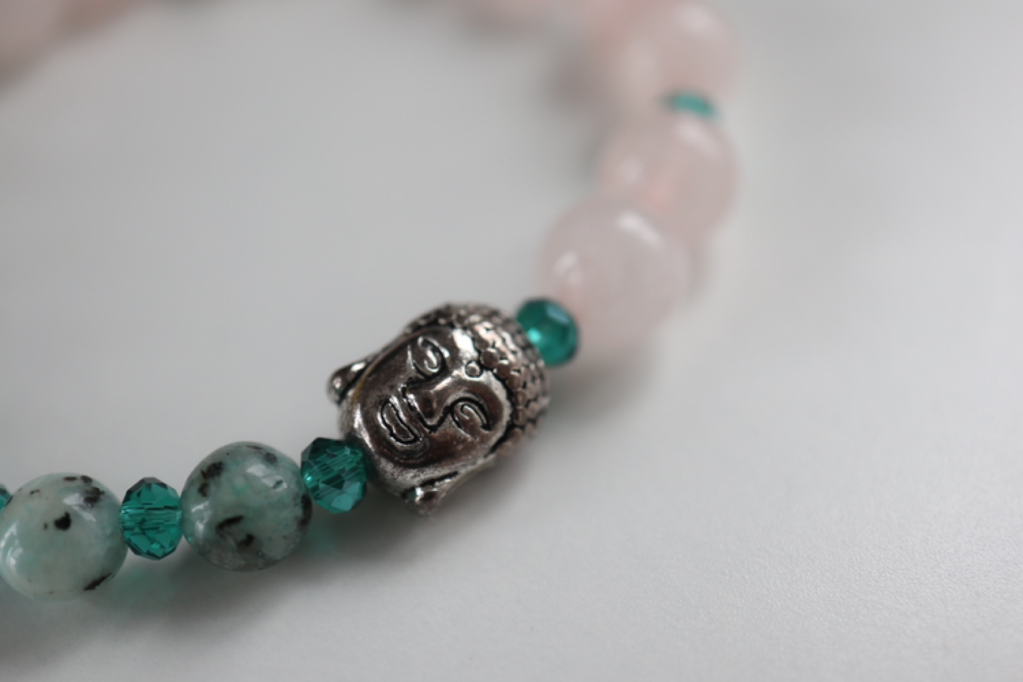 Handmade Rose Quartz bracelet with Buddha face - photo 2