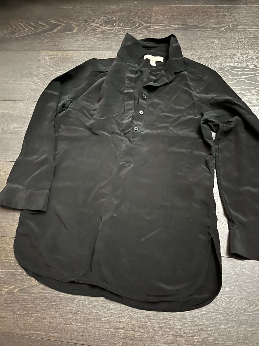 100% Silk Banana Republic Black Button Blouse thumbnail