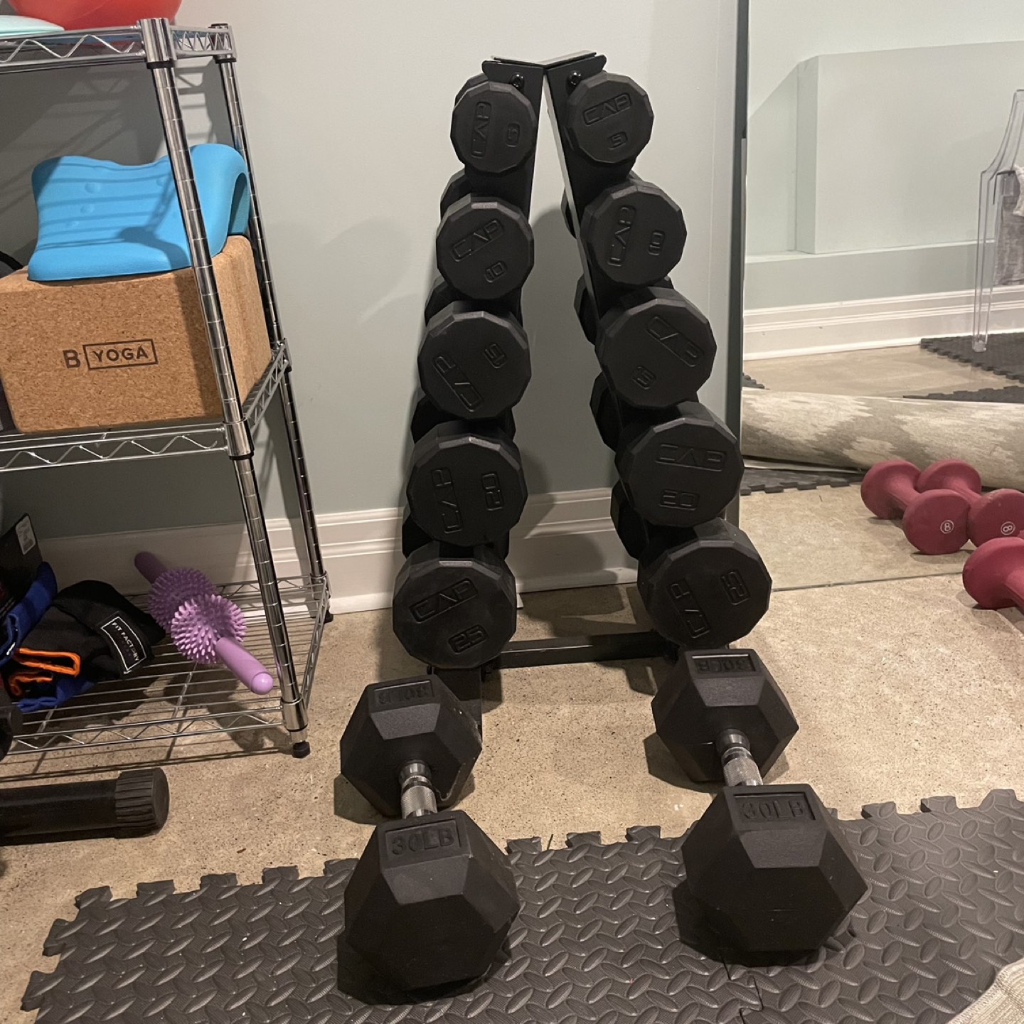 Dumbbells and rack