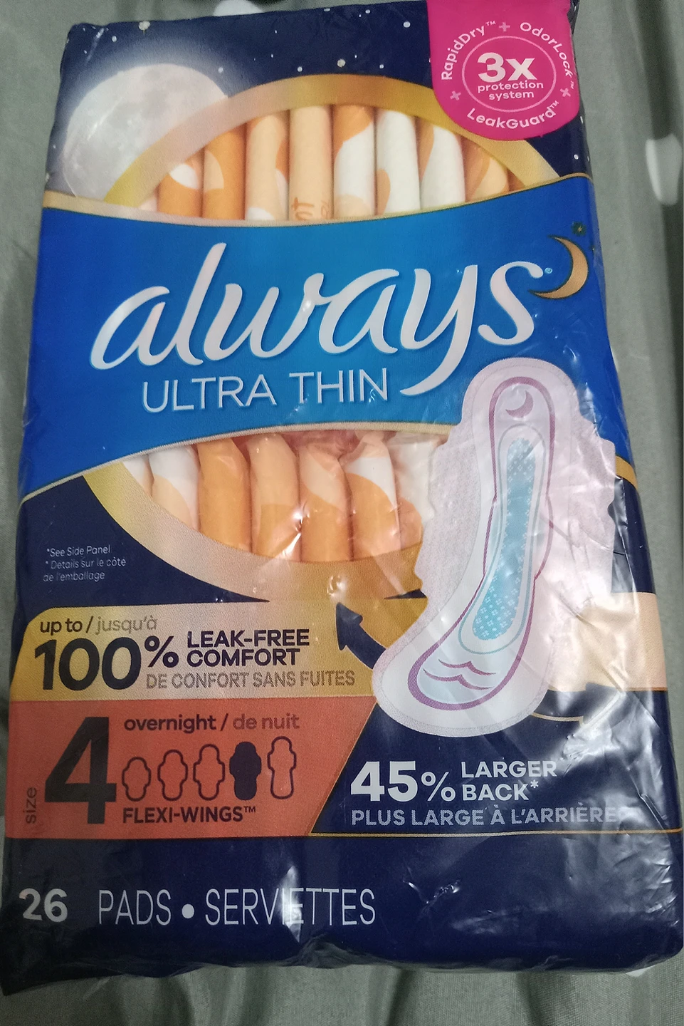 Always Ultra thin  overnight with flexi-wings size 4 (26 pads) thumbnail