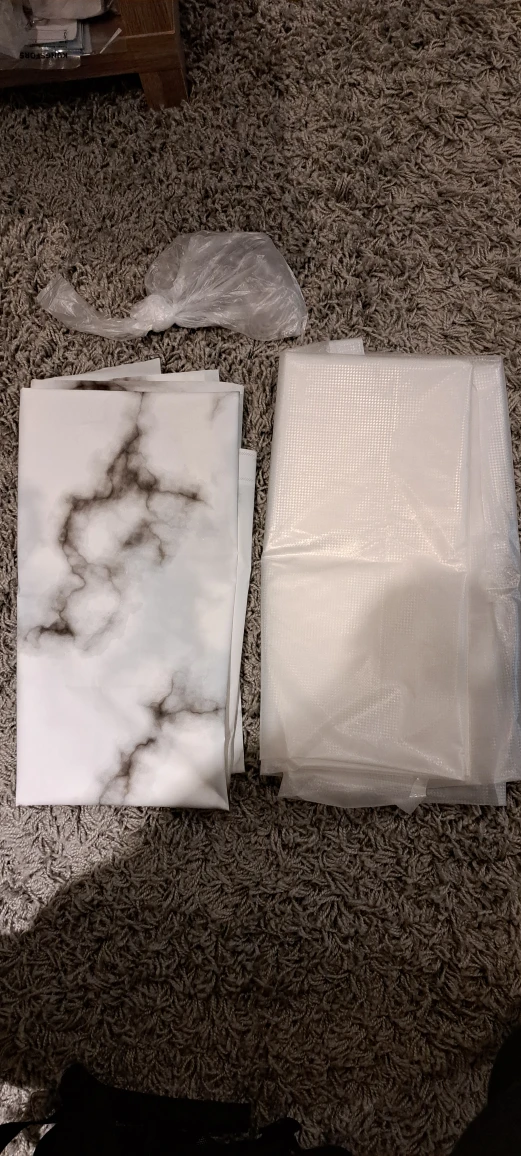 2 shower curtains with one set of see through hooks thumbnail
