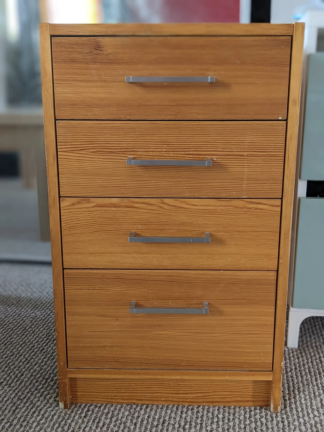 4 drawer wooden bedside table