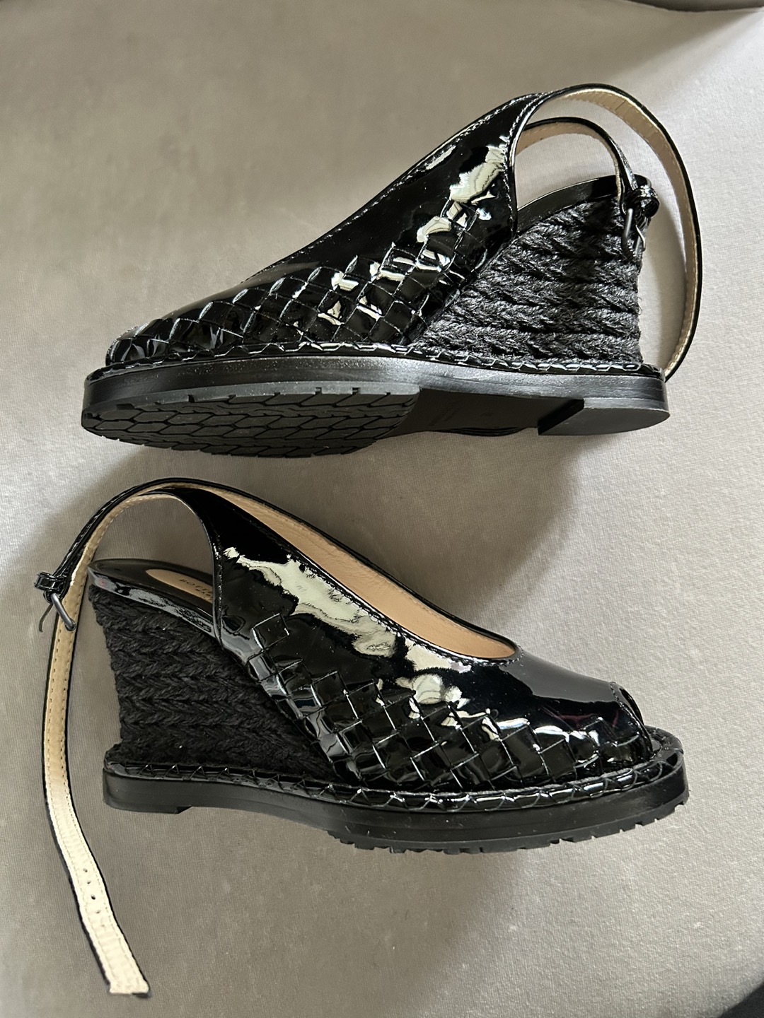 Bottega Veneta patent espadrille wedges - like new