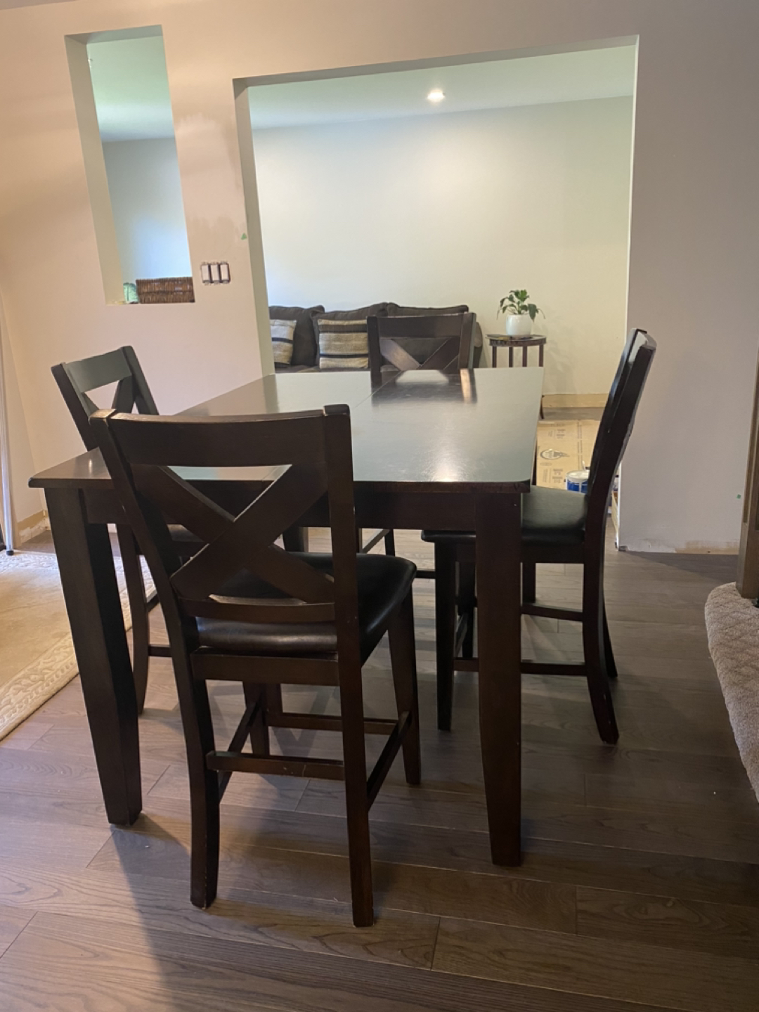 High seating dining table plus leaf and 8 chairs image indicator(2)