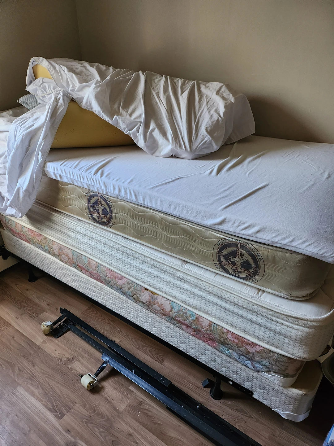 Mattress + Box Spring + memory foam + metal bed frame