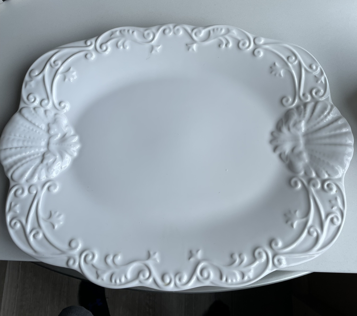 Brand New White Ceramic Platter and Cream Holder