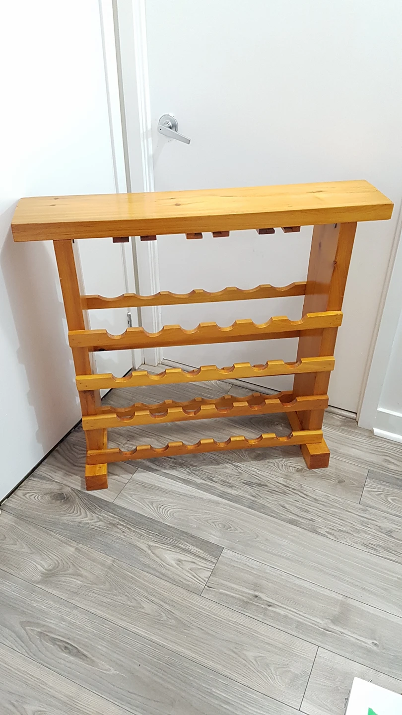 Wooden Wine Rack with Wine Glass Holder.