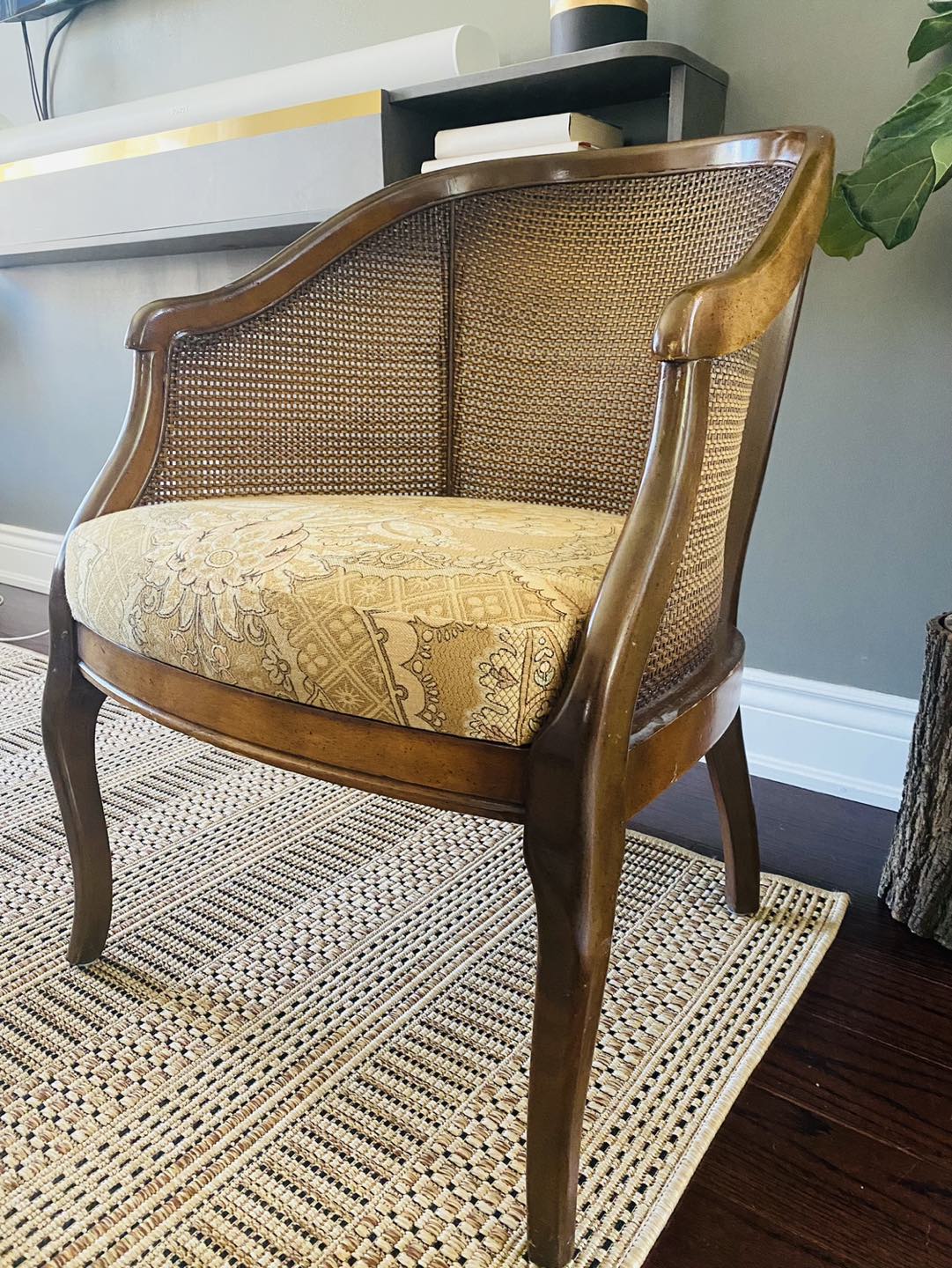 Vintage French Louis XV Style Cane Bergere Lounge Chair - photo 3