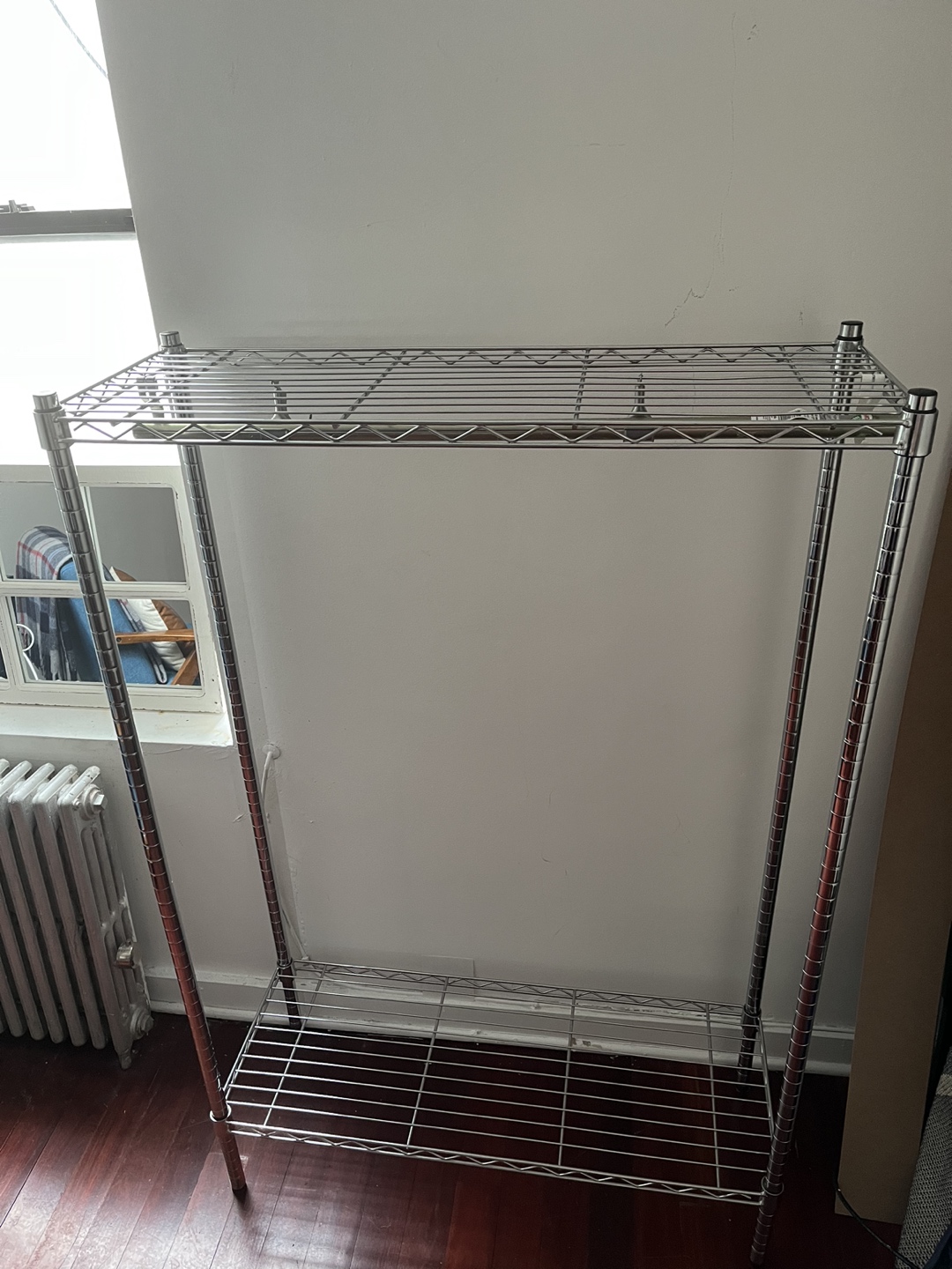 Clean, Sturdy Industrial Clothing Rack W/ Storage Shelves