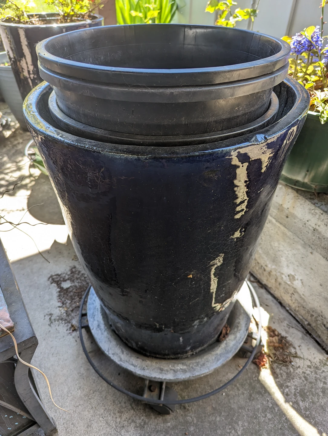 Large Blue Garden Pots - photo 3