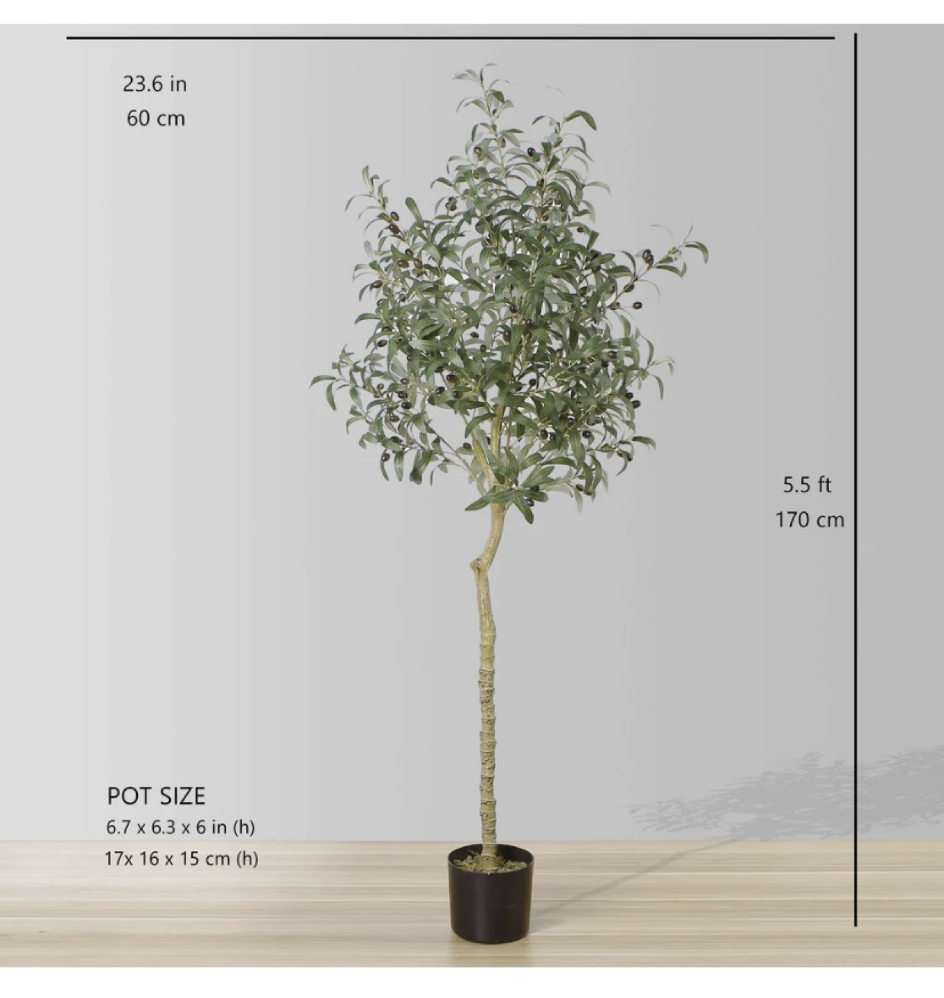 Artiplanto Faux Olive Tree Potted Plant with a Bamboo Planter
