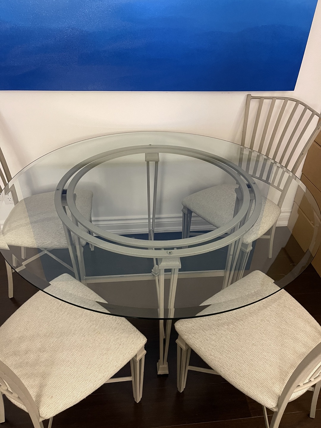 Beautiful Glass and Powder Coated Iron Dining Set thumbnail