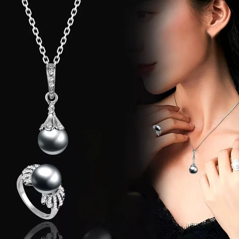 Brand New Black Pearls Jewelry set image indicator(3)