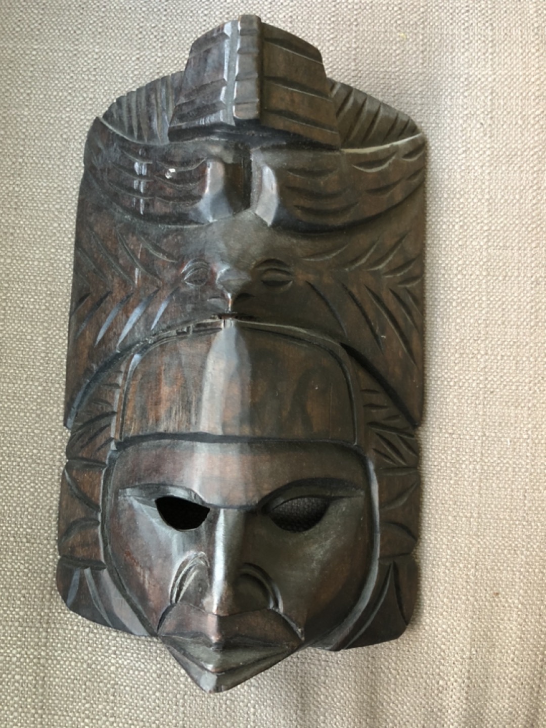 Indonesian handcrafted wood tribal mask 10” x 7”