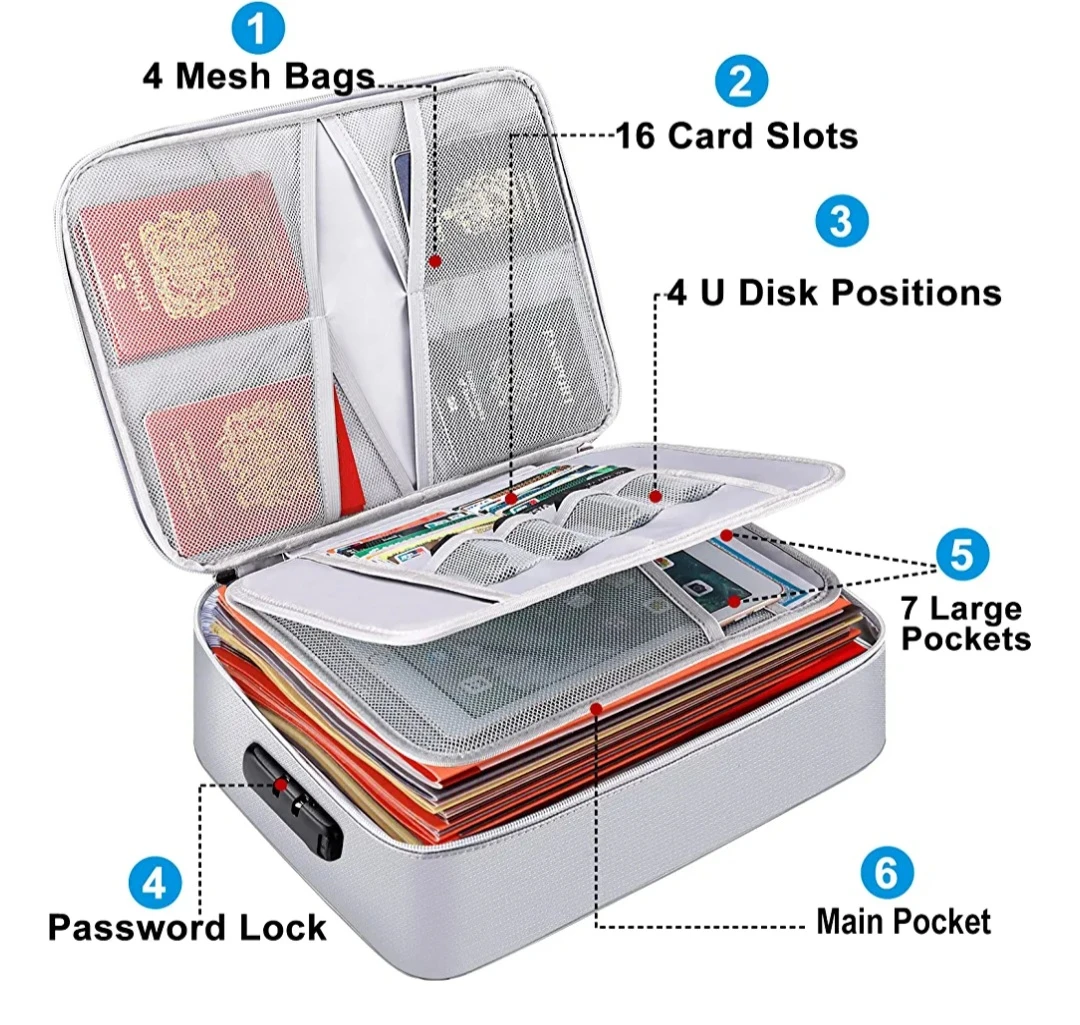 Brand New File Storage Bag Document Holder Fireproof image indicator(2)