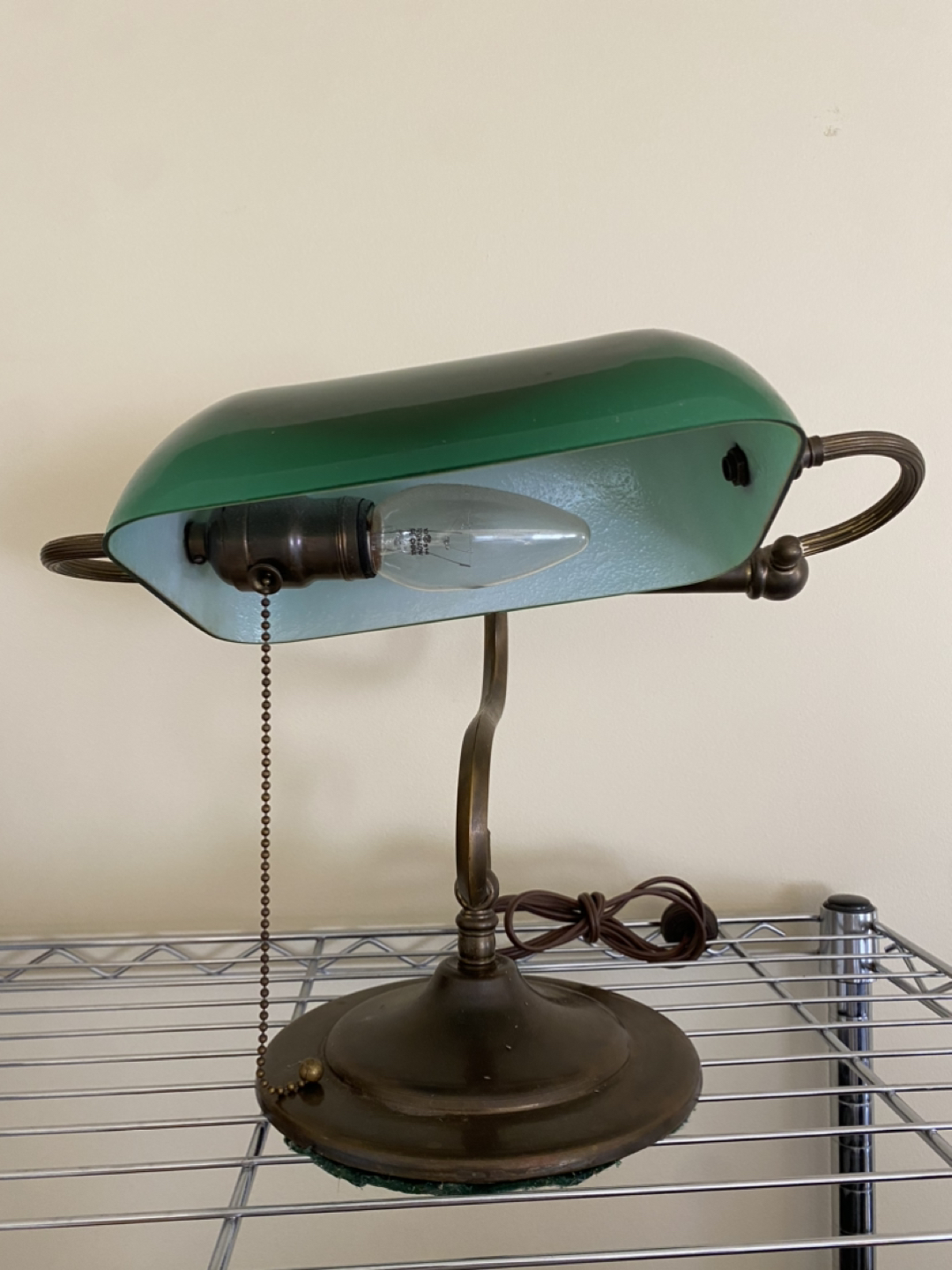 Vintage Brass Bankers Lamp - photo 2