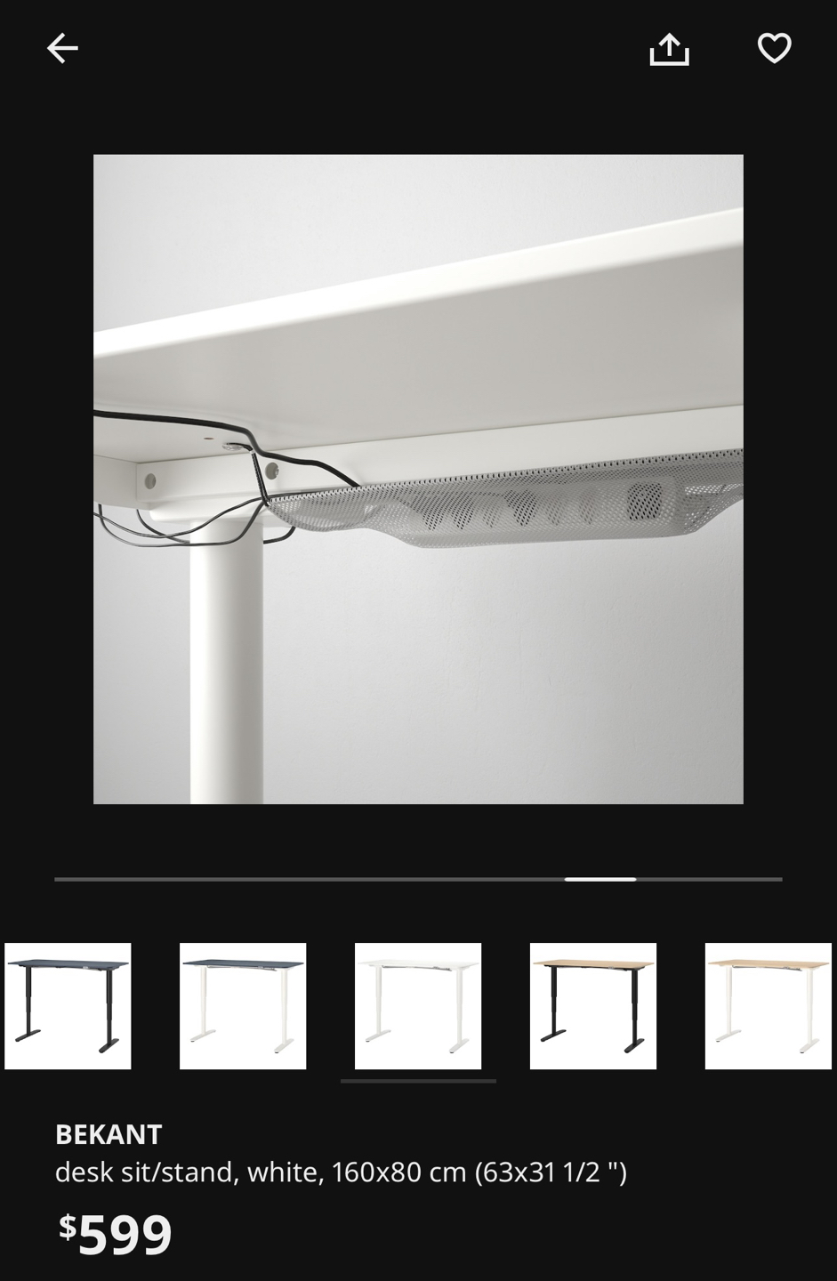 IKEA BEKANT Standing Desk 160*80 White - photo 3