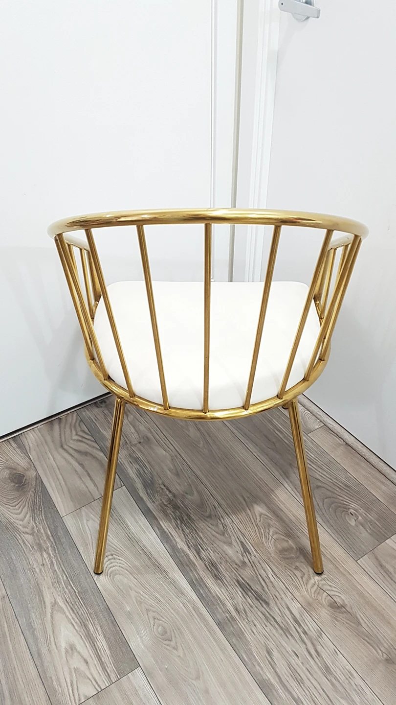 Gold and White Dinning Chair faux white leather seats - photo 3
