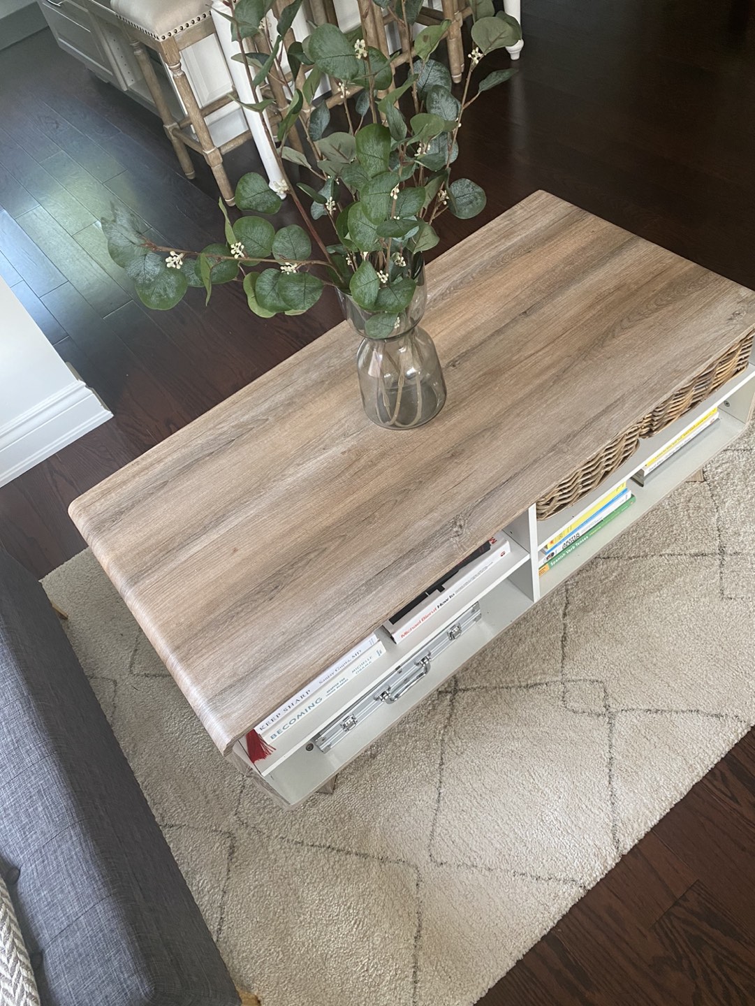 Large coffee table with storage in white oak - photo 4