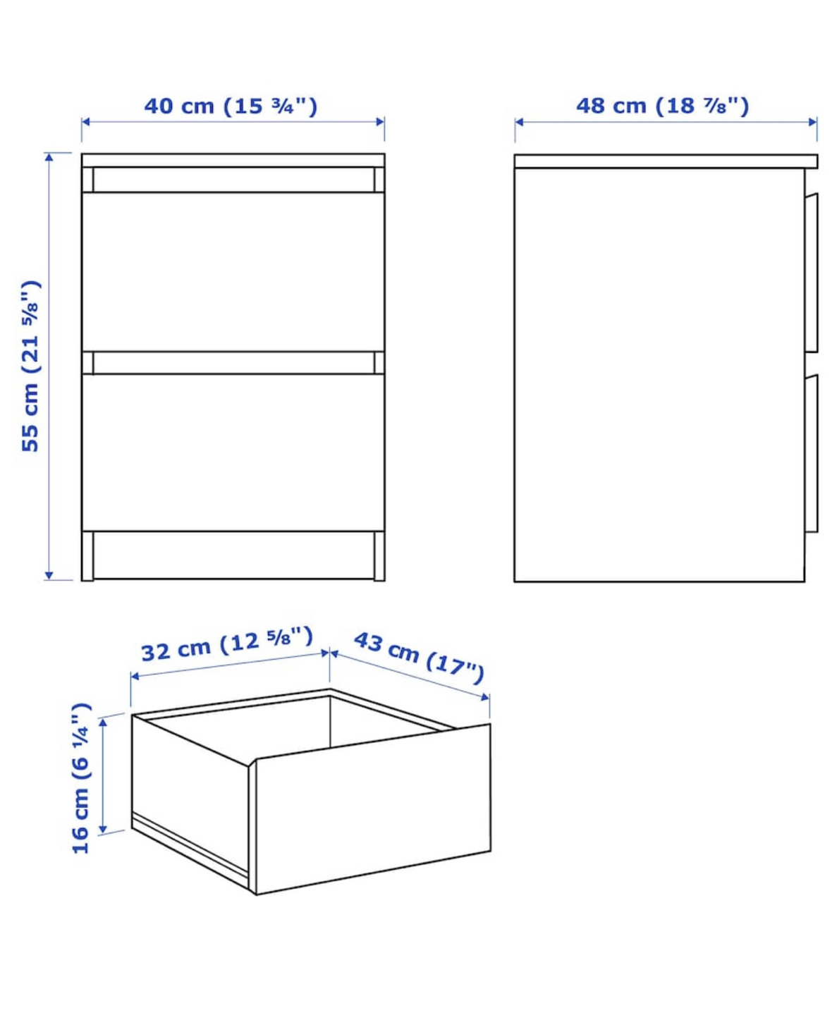 IKEA 2 drawer chest (black/brown) 40x50cm (15 3/4x 21 5/8”) - photo 2