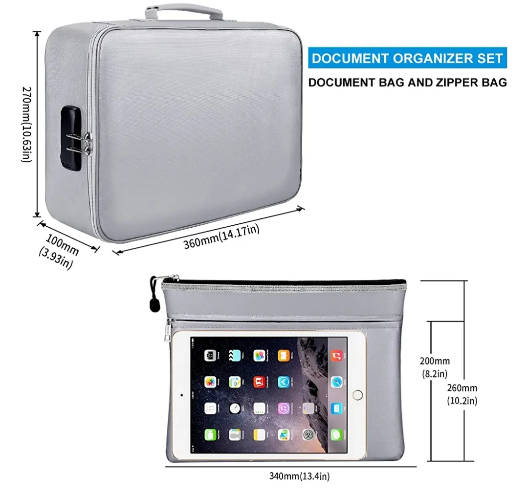 Brand New File Storage Bag Document Holder Fireproof image indicator(4)