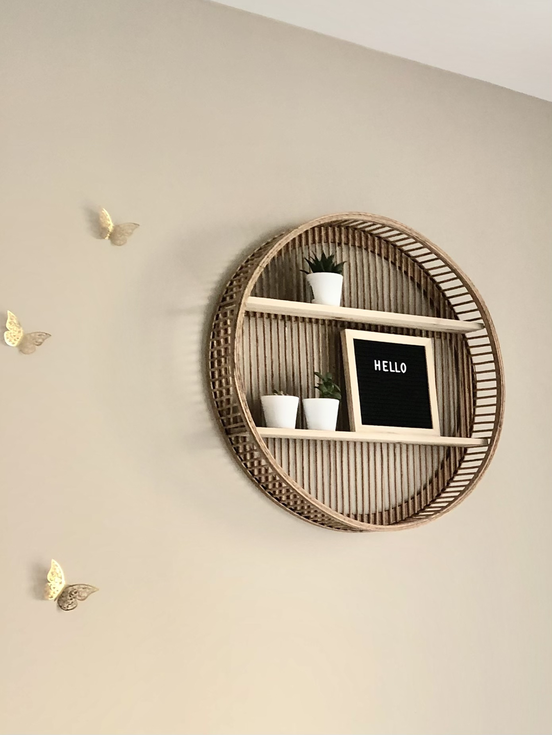 Wall decor round wooden shelf image indicator(2)