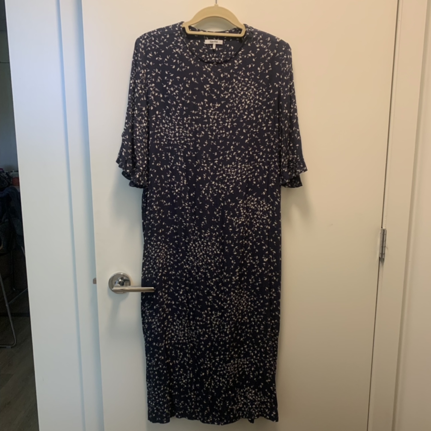 Ganni Navy Maxi Dress Sz 38 thumbnail