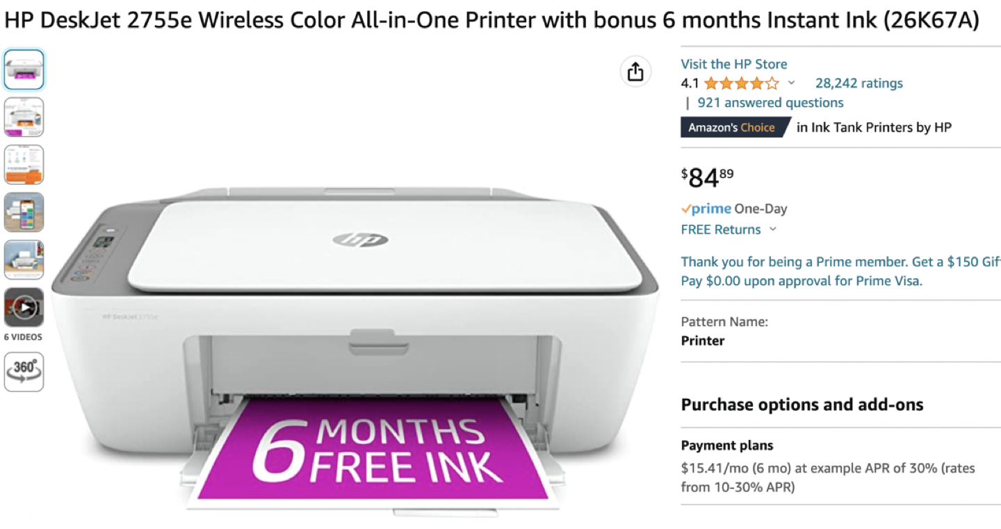 HP Deskjet 2755e Wireless Color printer