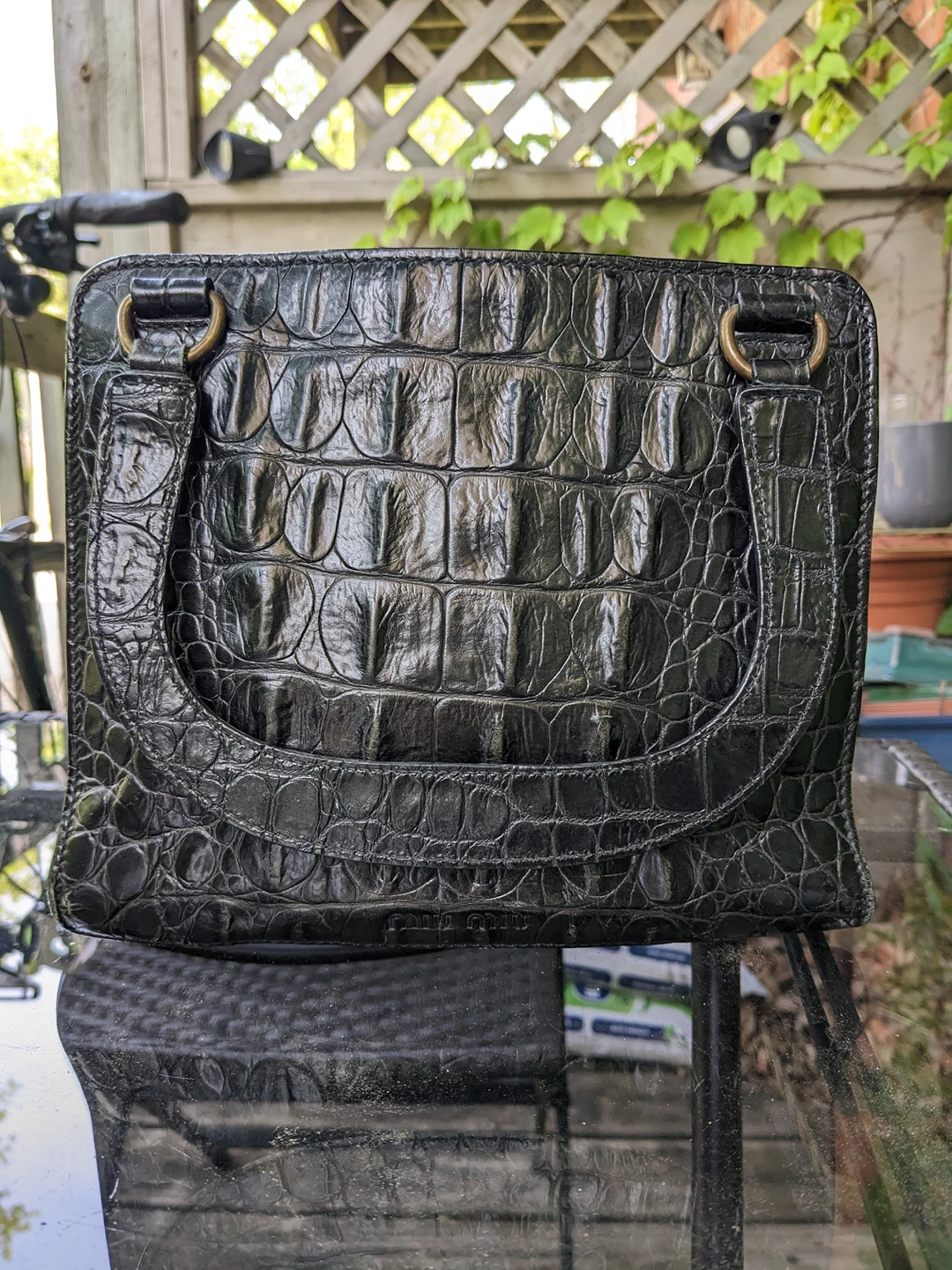 Vintage Miu Miu tote bag (leather, croc pattern). - photo 5