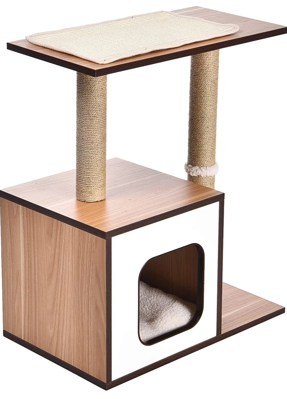 NEW! Dual Scratching Post Wooden Cat Tree Furniture image indicator(6)