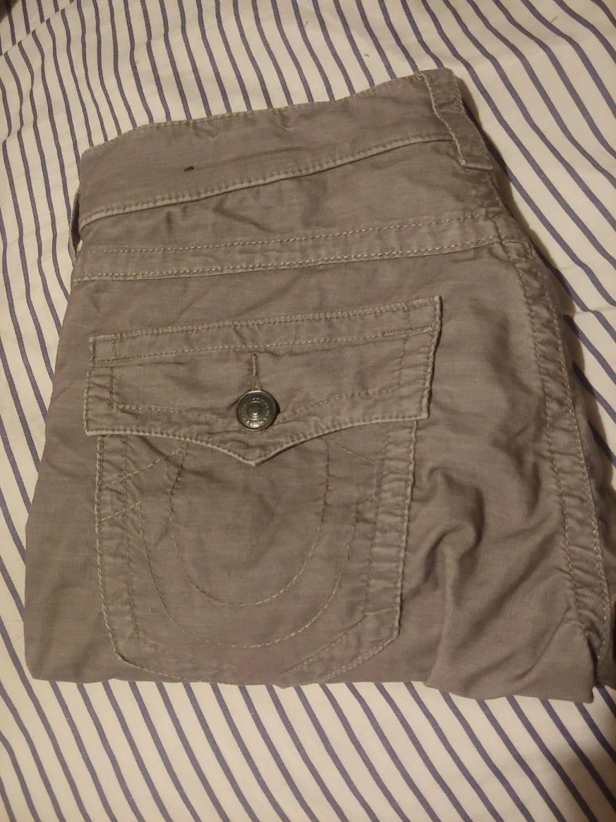 Grey True Religion Ricky Relaxed Straight Pants Size 31 thumbnail