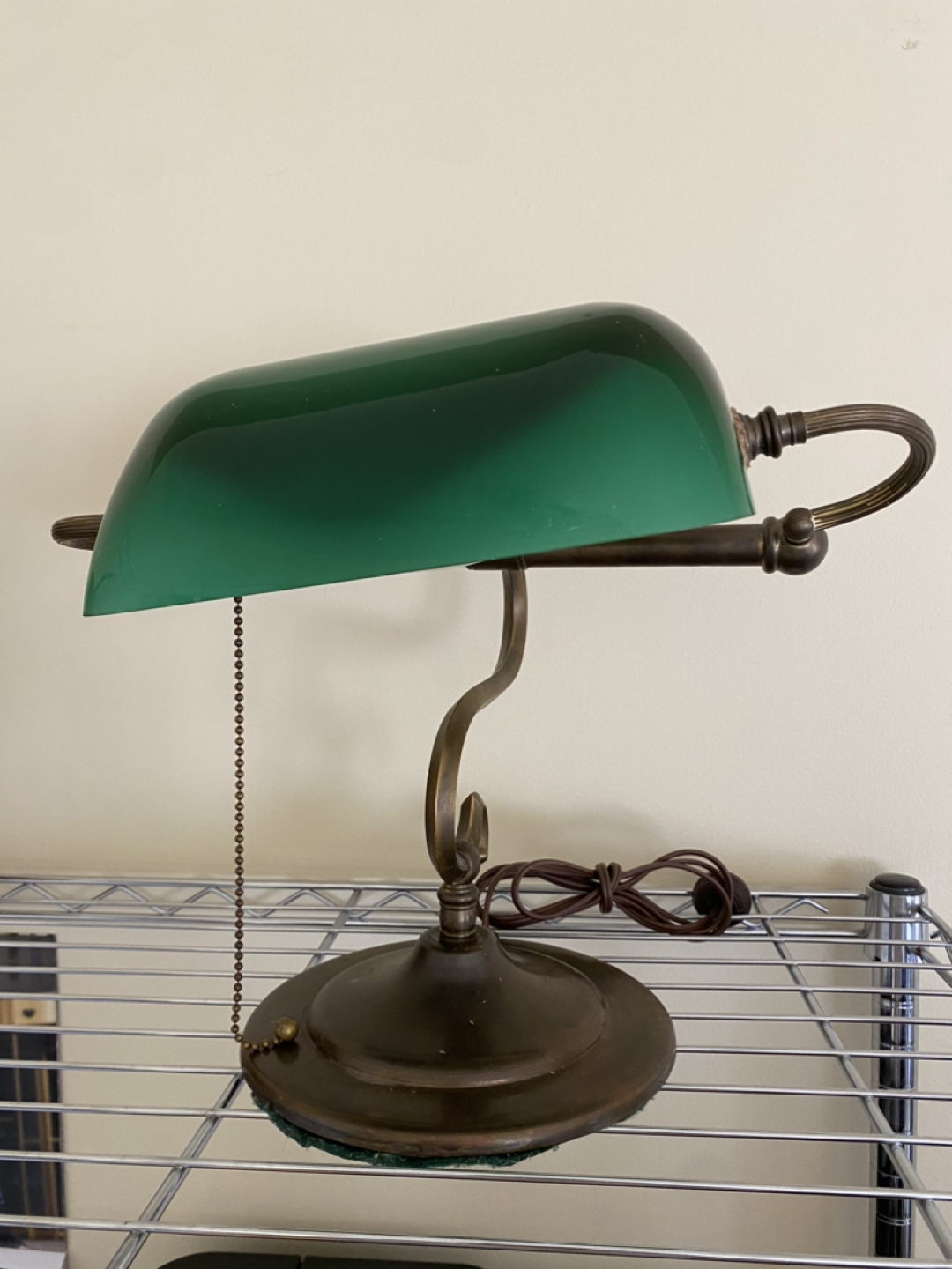 Vintage Brass Bankers Lamp