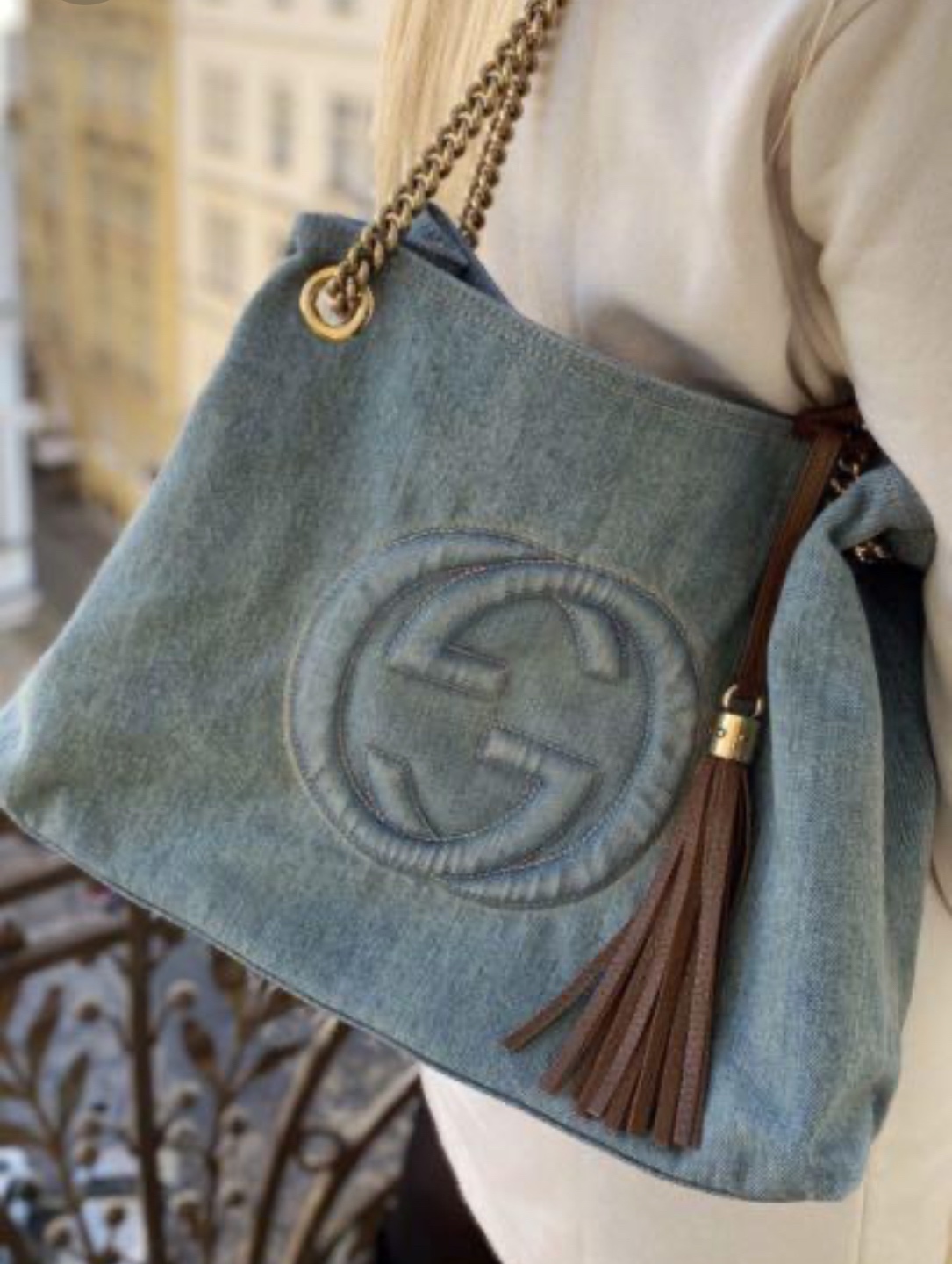 Authentic Gucci soho denim bag
