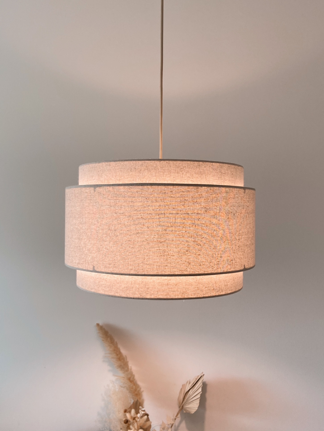 Crate & Barrel Avery Linen Double Drum Pendant Light thumbnail