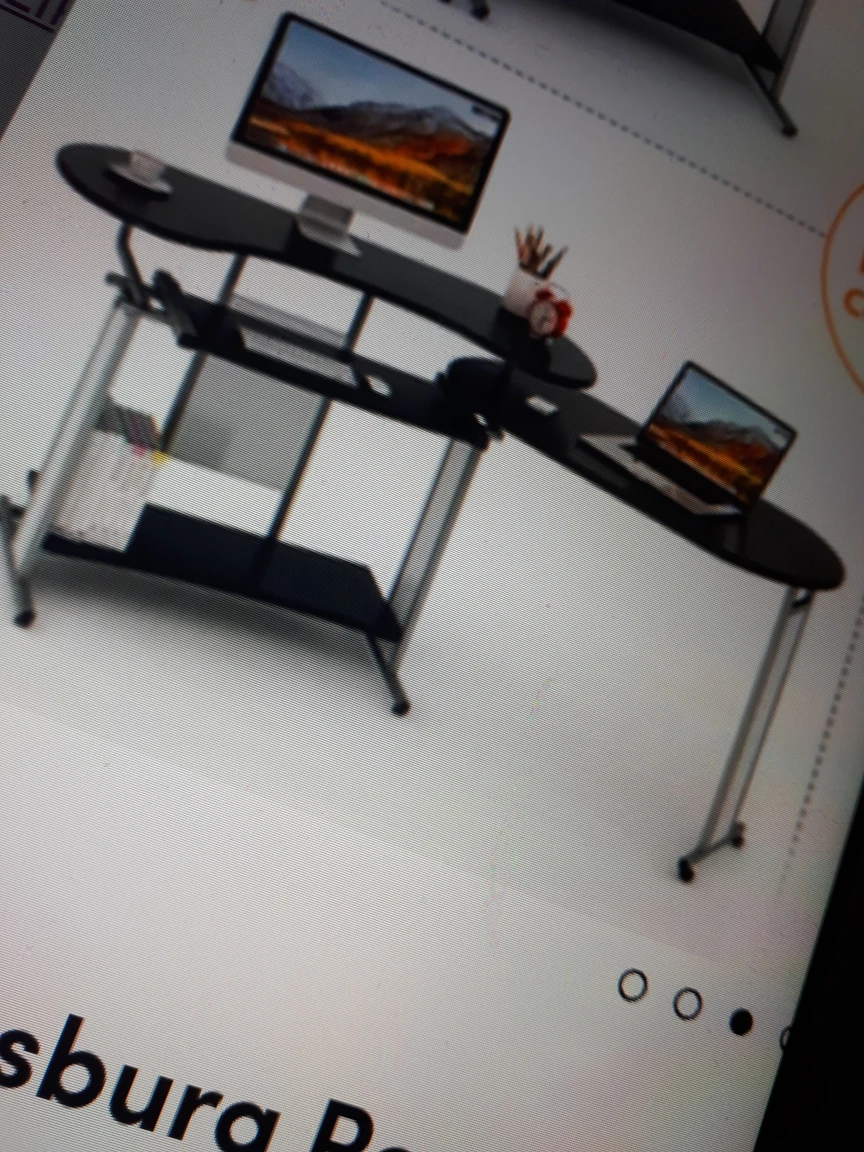 computer  desk with leather  chair with wheels - photo 2
