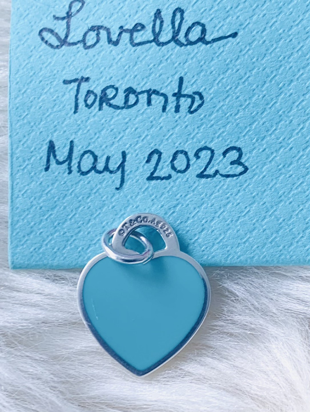 Tiffany & Co Small Blue Enamel RTT heart pendant/charm thumbnail