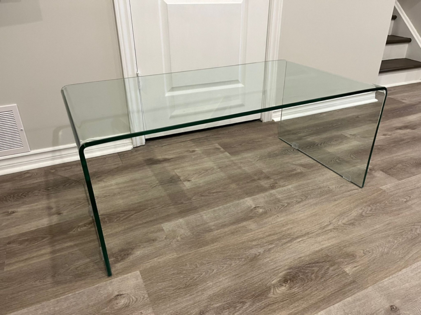 Tempered glass waterfall coffee table