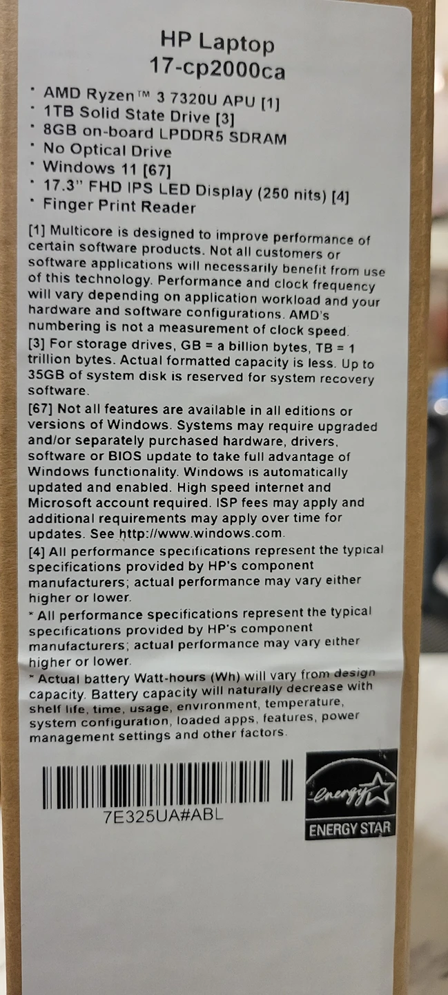 HP Laptop AMD Ryzen 3 Windows 11 / 17.3 " / 1 TB
