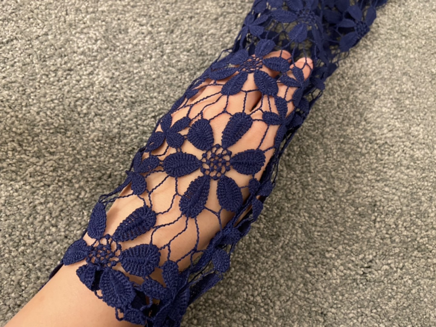 Reverse Navy Blue Crop Top with Crochet Lace Sleeves image indicator(6)